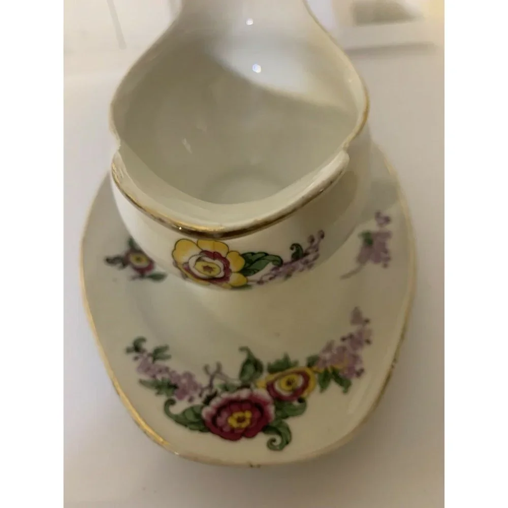 Lucien‎ Michelaud Fres Limoges France 1908-1962 gravy boat with underplate